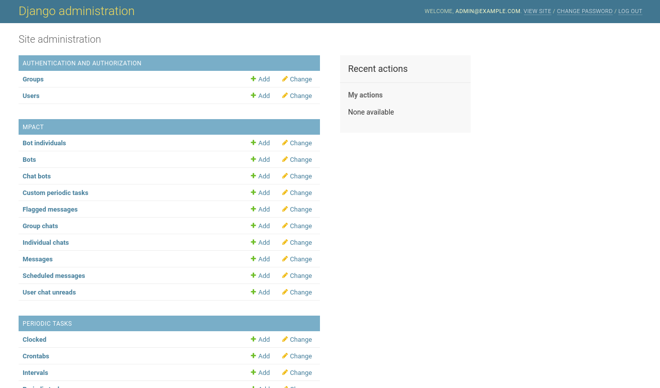 Admin interface